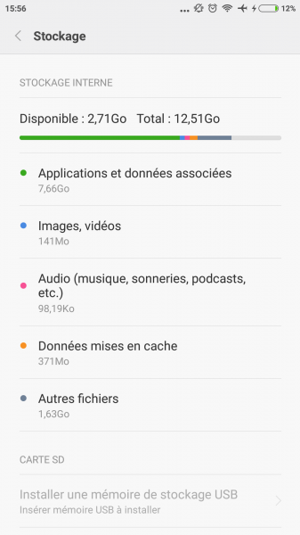 Android récupérer espace