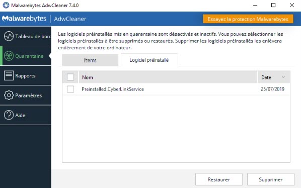 WINDOWS 10 : COMMENT SUPPRIMER FACILEMENT LES LOGICIELS PRÉINSTALLÉS ? Adw%20cleaner%20restore