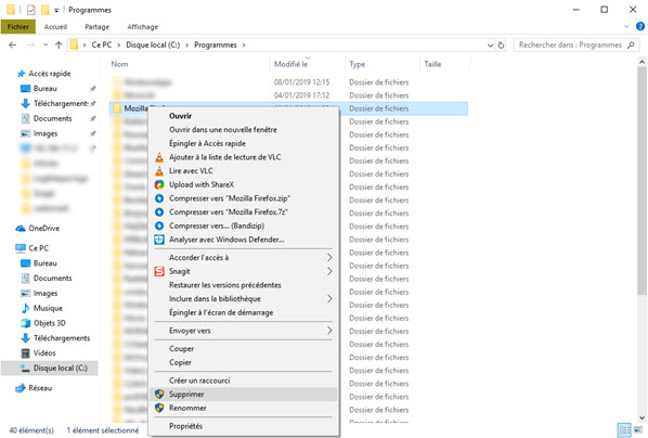 FIREFOX FONCTIONNE MAL, COMMENT LE RÉINSTALLER PROPREMENT ? Supprimer%20mozilla%20firefox