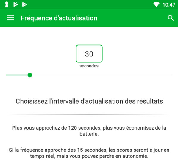 Fréquence actualisation skores