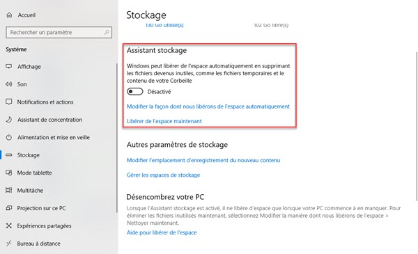 5 RÉGLAGES À FAIRE EN PRIORITÉ SUR UN NOUVEAU PC WINDOWS 10 Stockage
