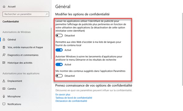 5 RÉGLAGES À FAIRE EN PRIORITÉ SUR UN NOUVEAU PC WINDOWS 10 Vie%20priv%C3%A9e