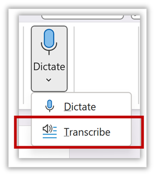 Accès à la transcription audio sous Word